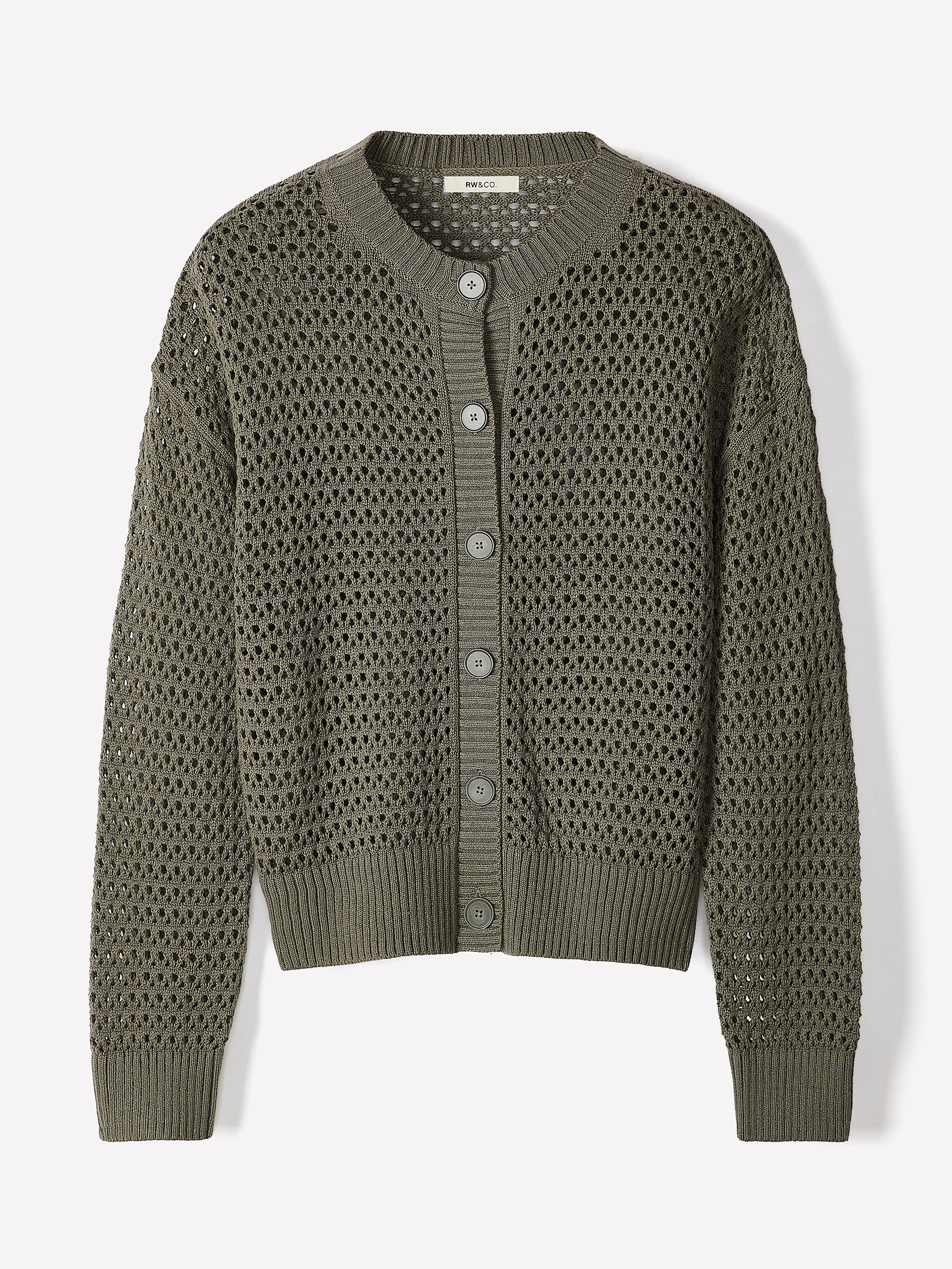 RW&CO Long-Sleeve Open-Stitch Cardigan