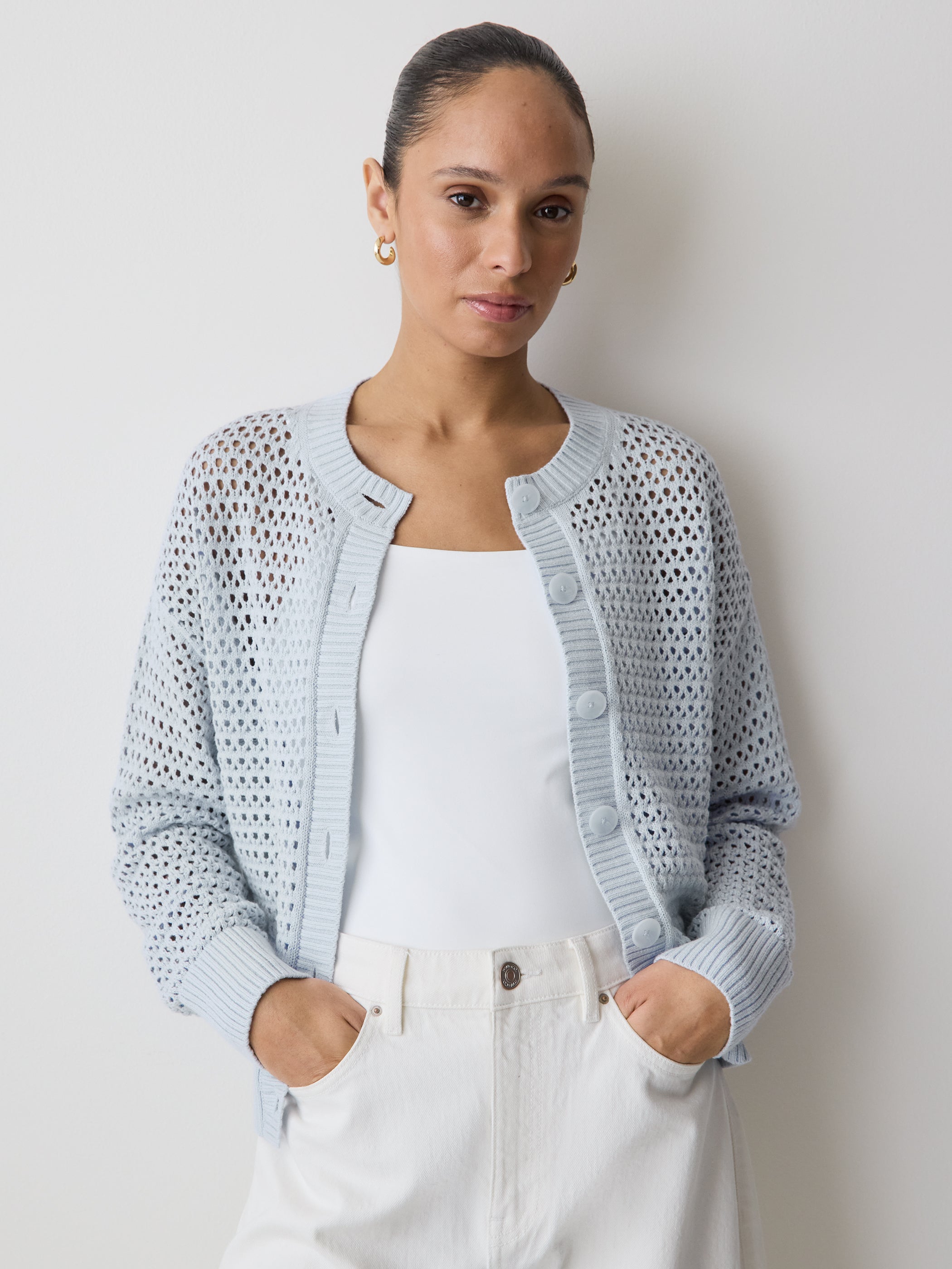 RW&CO Long-Sleeve Open-Stitch Cardigan