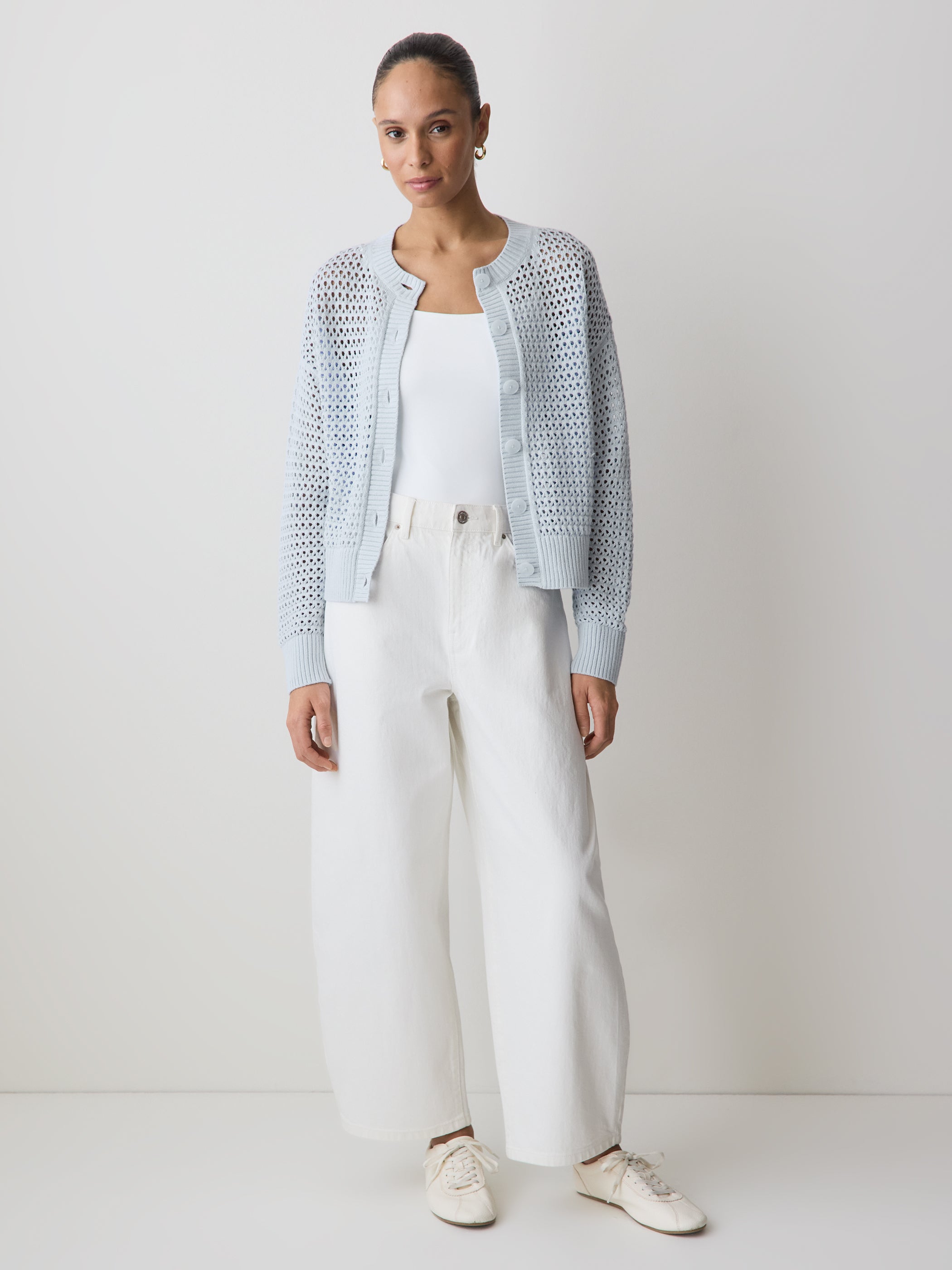 RW&CO Long-Sleeve Open-Stitch Cardigan