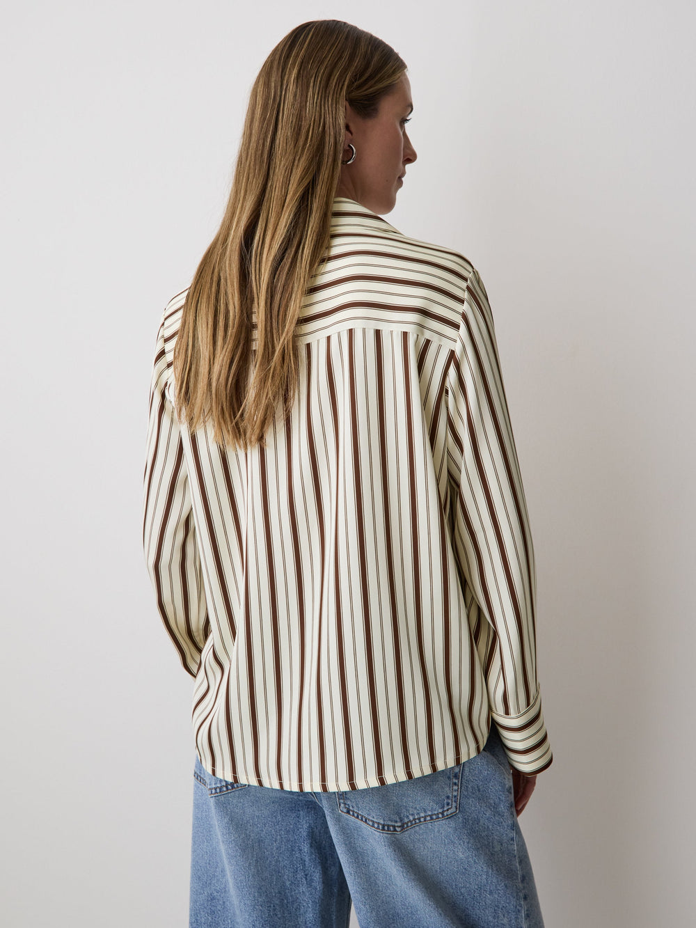 RW&CO Long-Sleeve Twill Blouse with Notch Collar