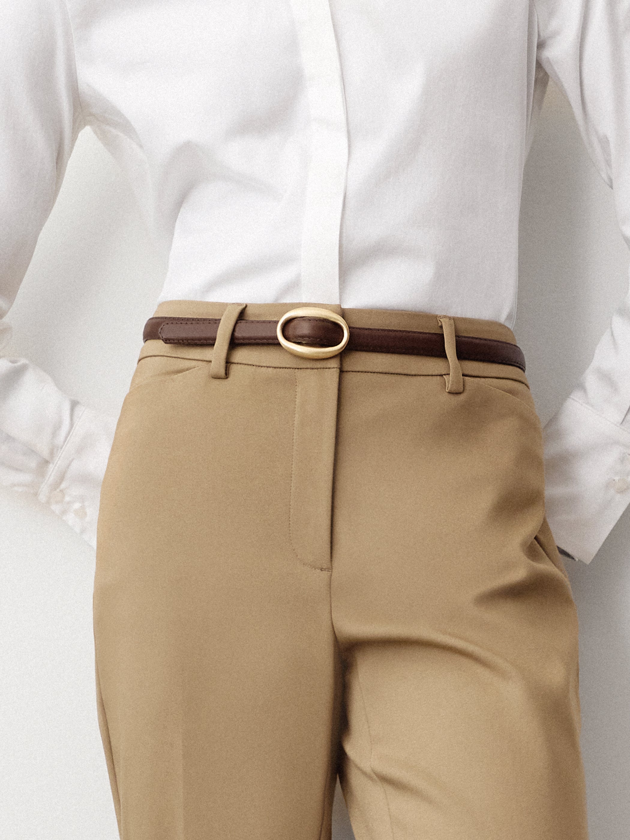 RW&CO Thin Leather Belt with Sliding Buckle