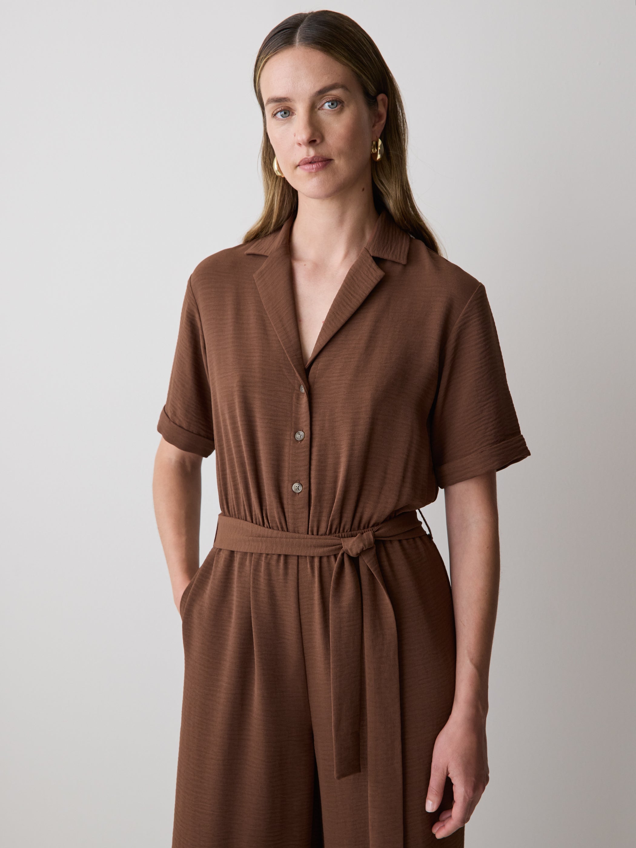 RW&CO Short-Sleeve Wide-Leg Jumpsuit