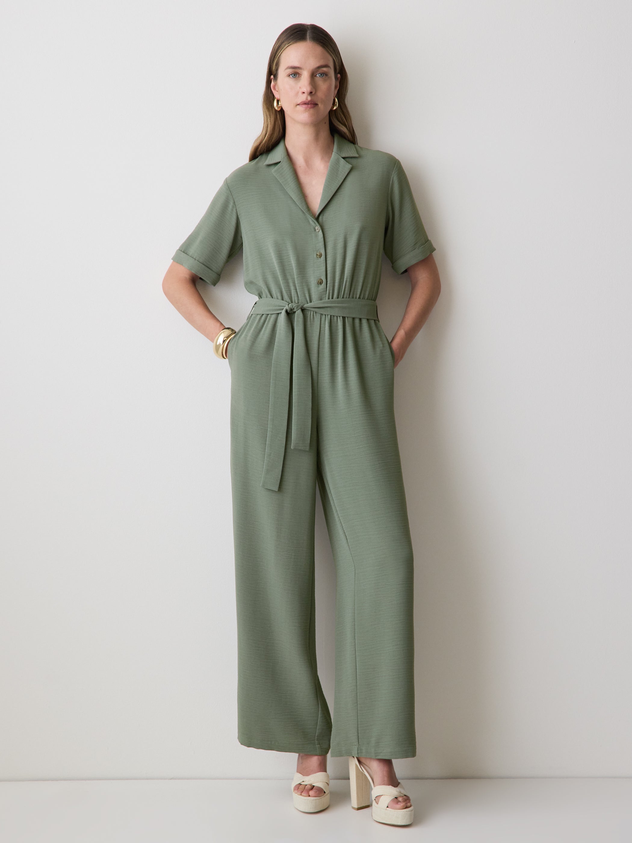 RW&CO Short-Sleeve Wide-Leg Jumpsuit