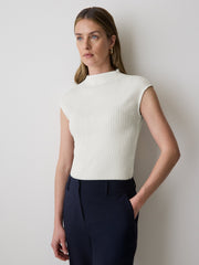 RW&CO Sleeveless Funnel-Neck Textured Top