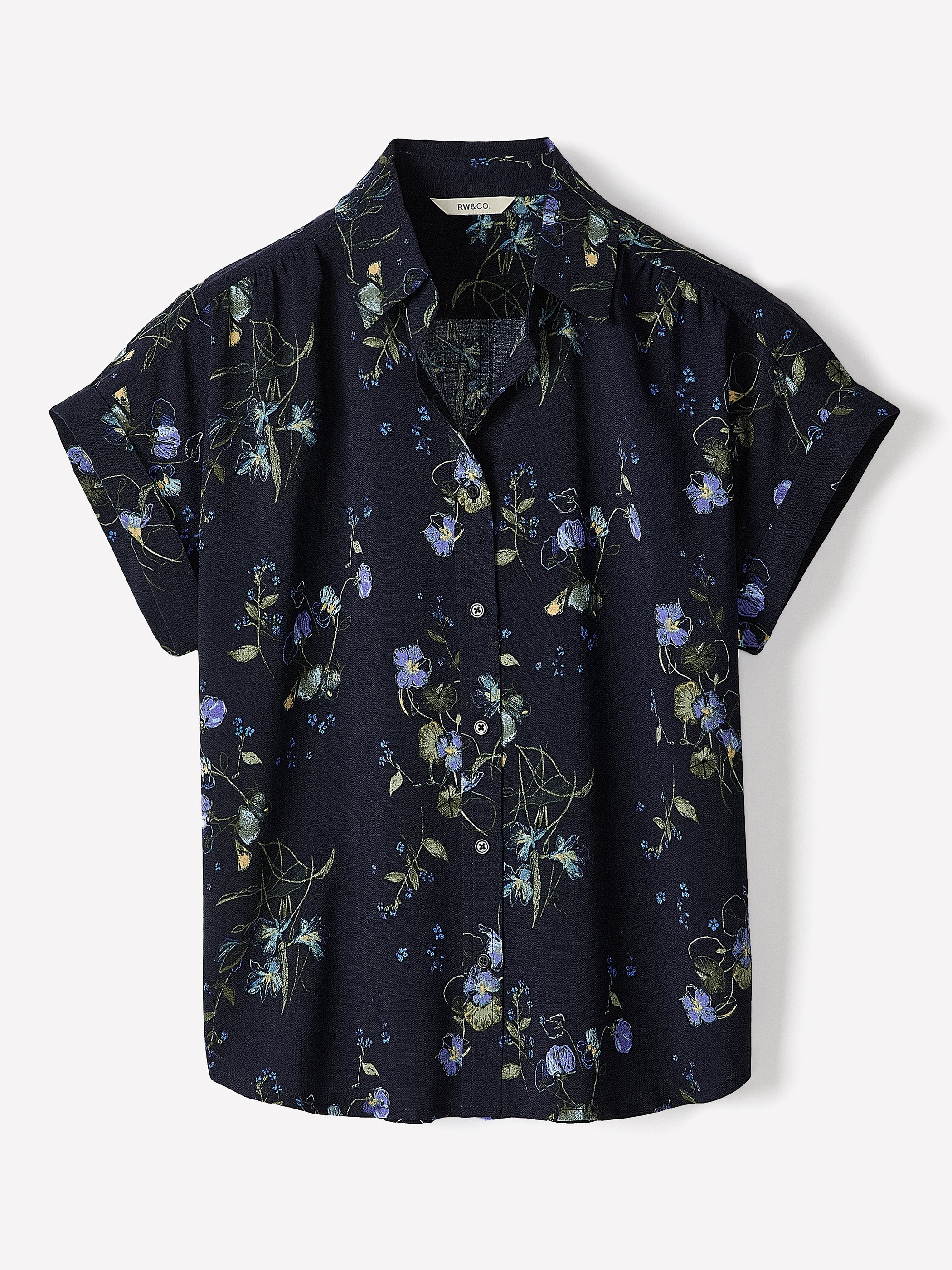 RW&CO Short-Sleeve Buttoned-Down Blouse