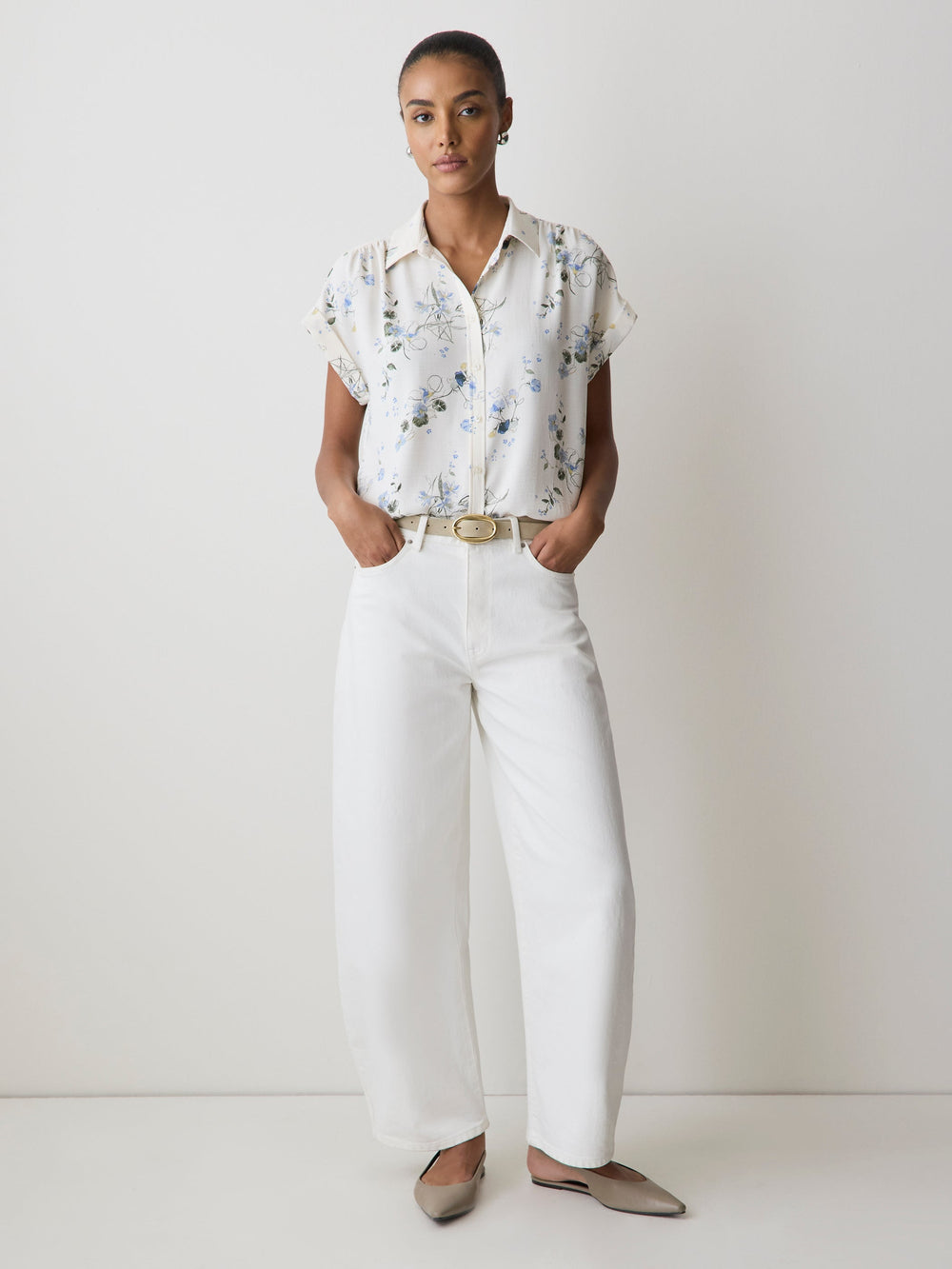 RW&CO Short-Sleeve Buttoned-Down Blouse
