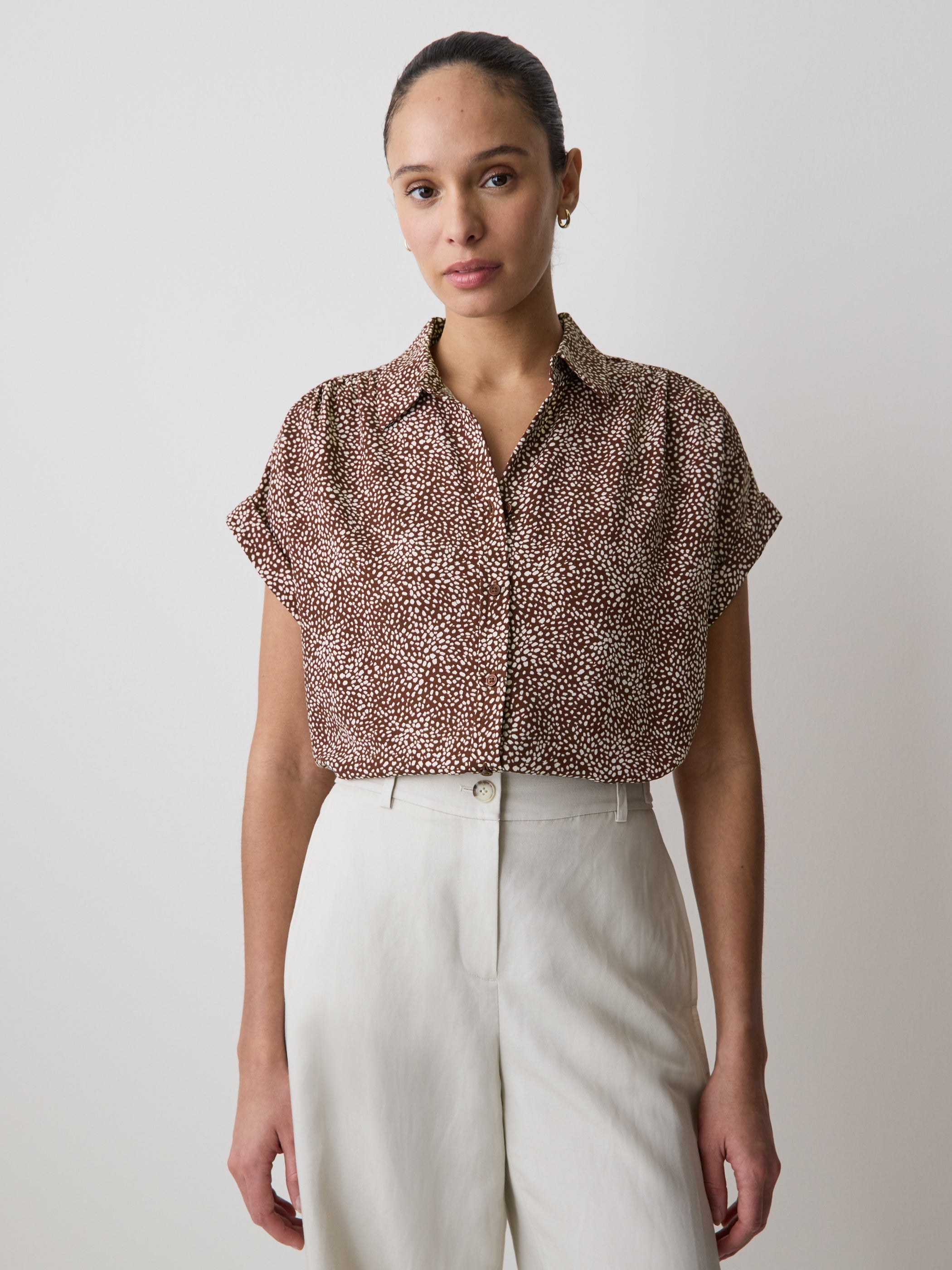 RW&CO Short-Sleeve Buttoned-Down Blouse