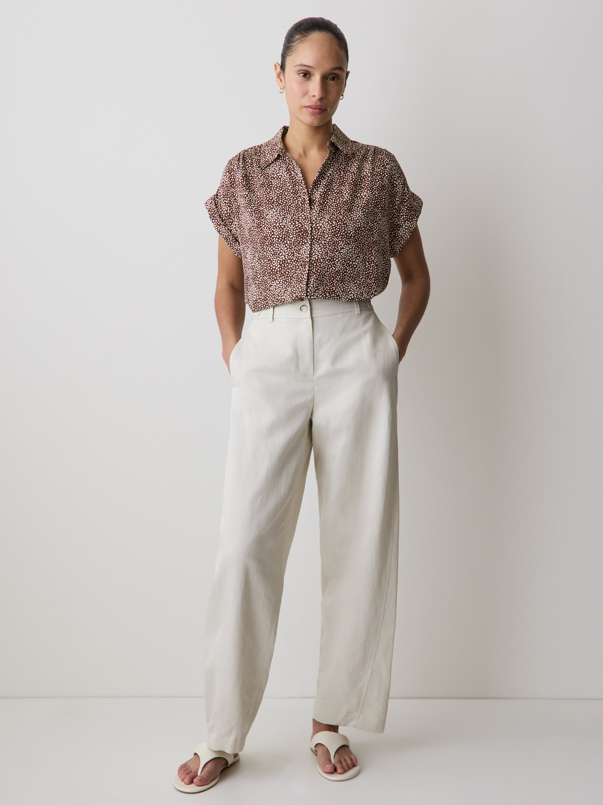 RW&CO Short-Sleeve Buttoned-Down Blouse