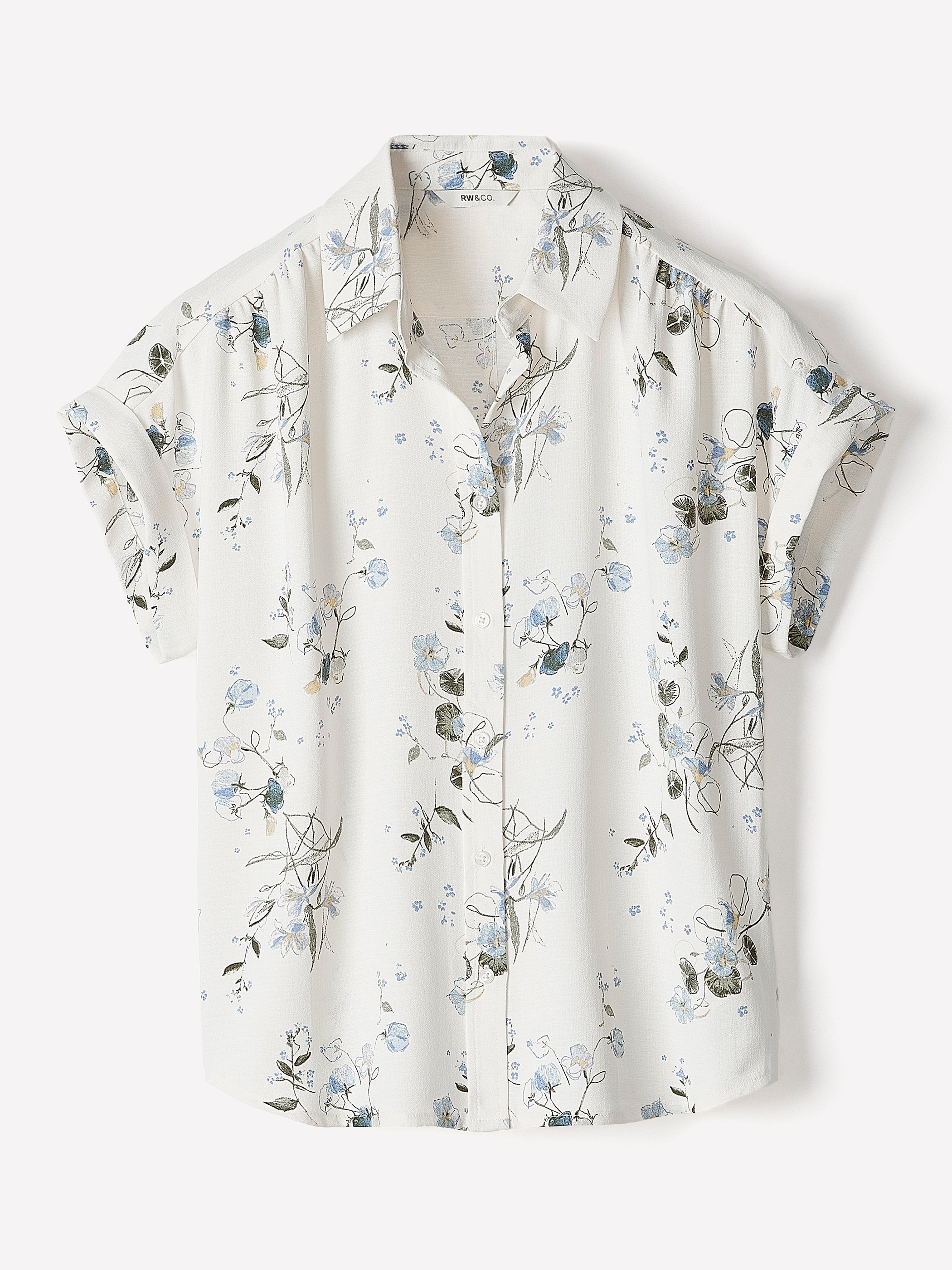RW&CO Short-Sleeve Buttoned-Down Blouse