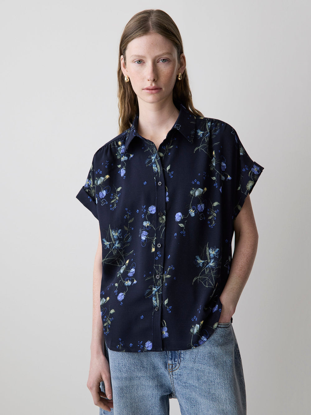RW&CO Short-Sleeve Buttoned-Down Blouse