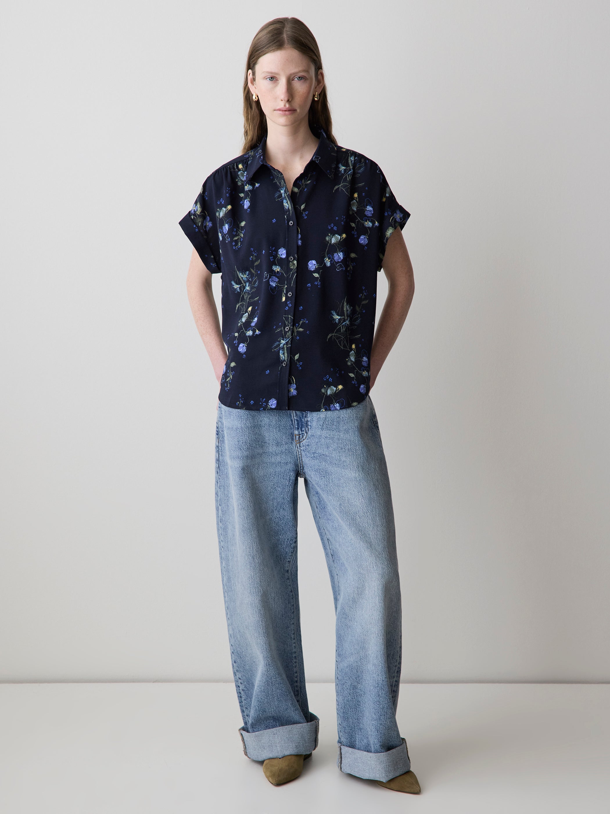 RW&CO Short-Sleeve Buttoned-Down Blouse