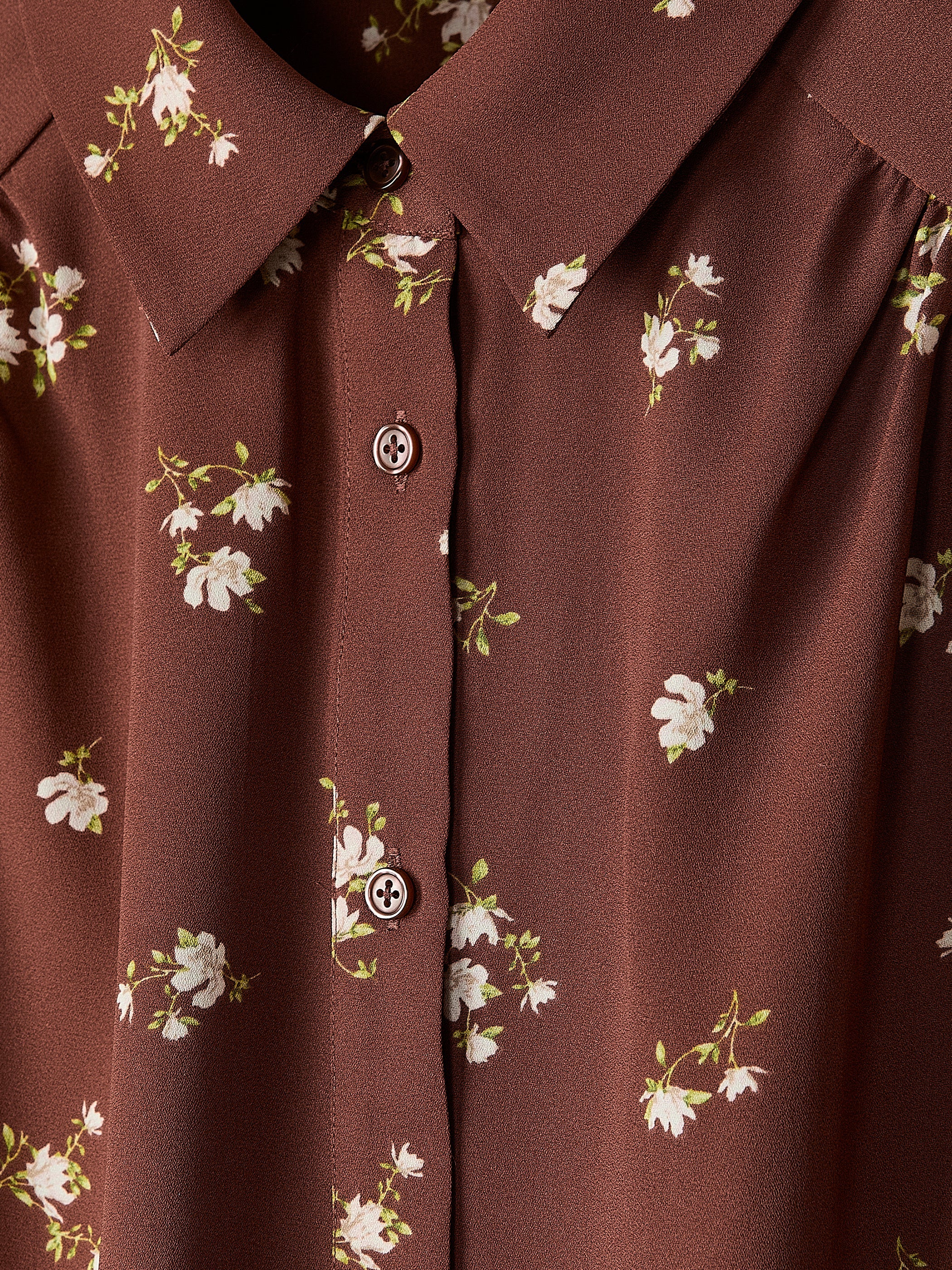 RW&CO Silky Crepe Short-Sleeve Buttoned-Down Blouse