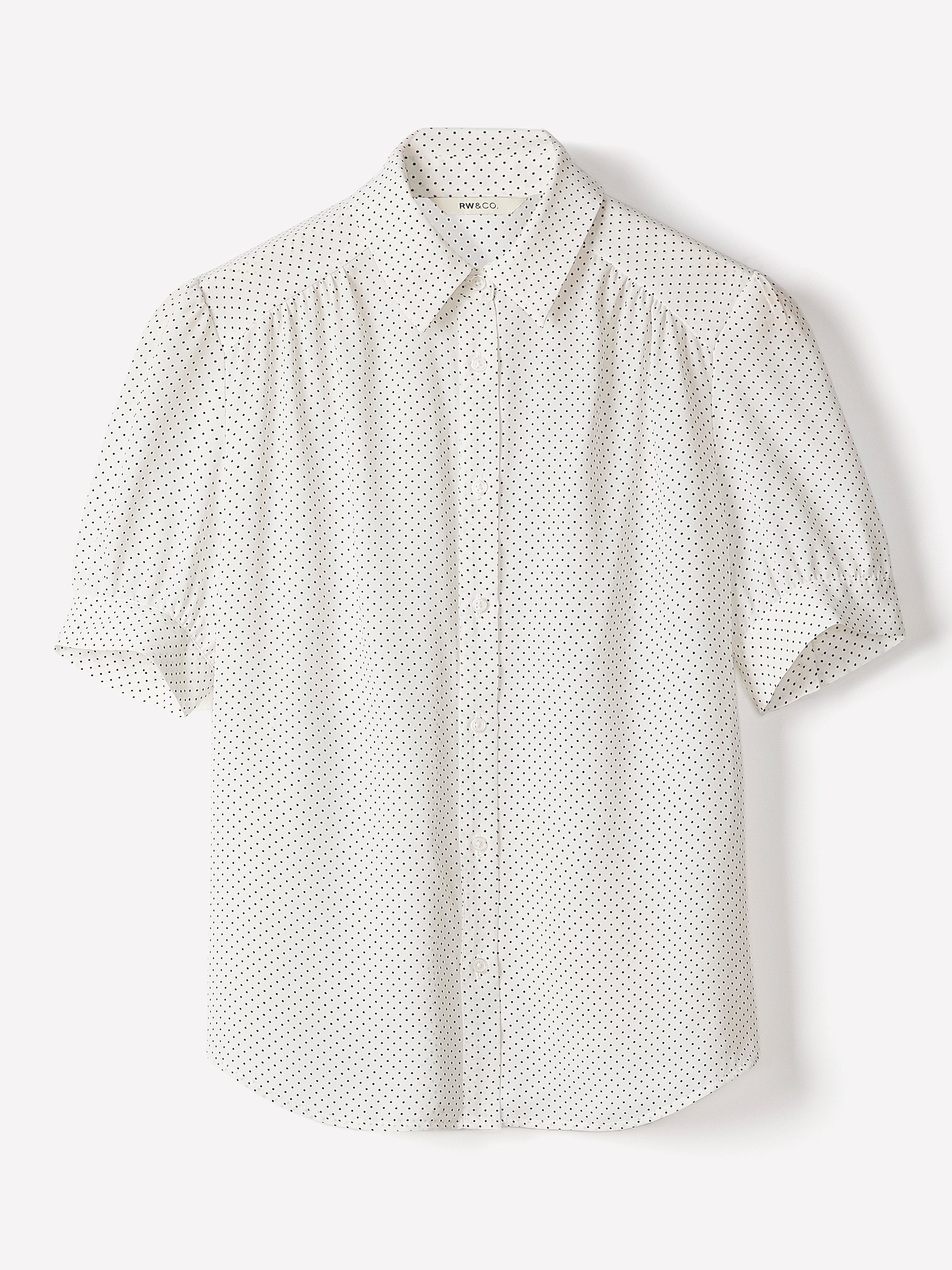 RW&CO Silky Crepe Short-Sleeve Buttoned-Down Blouse
