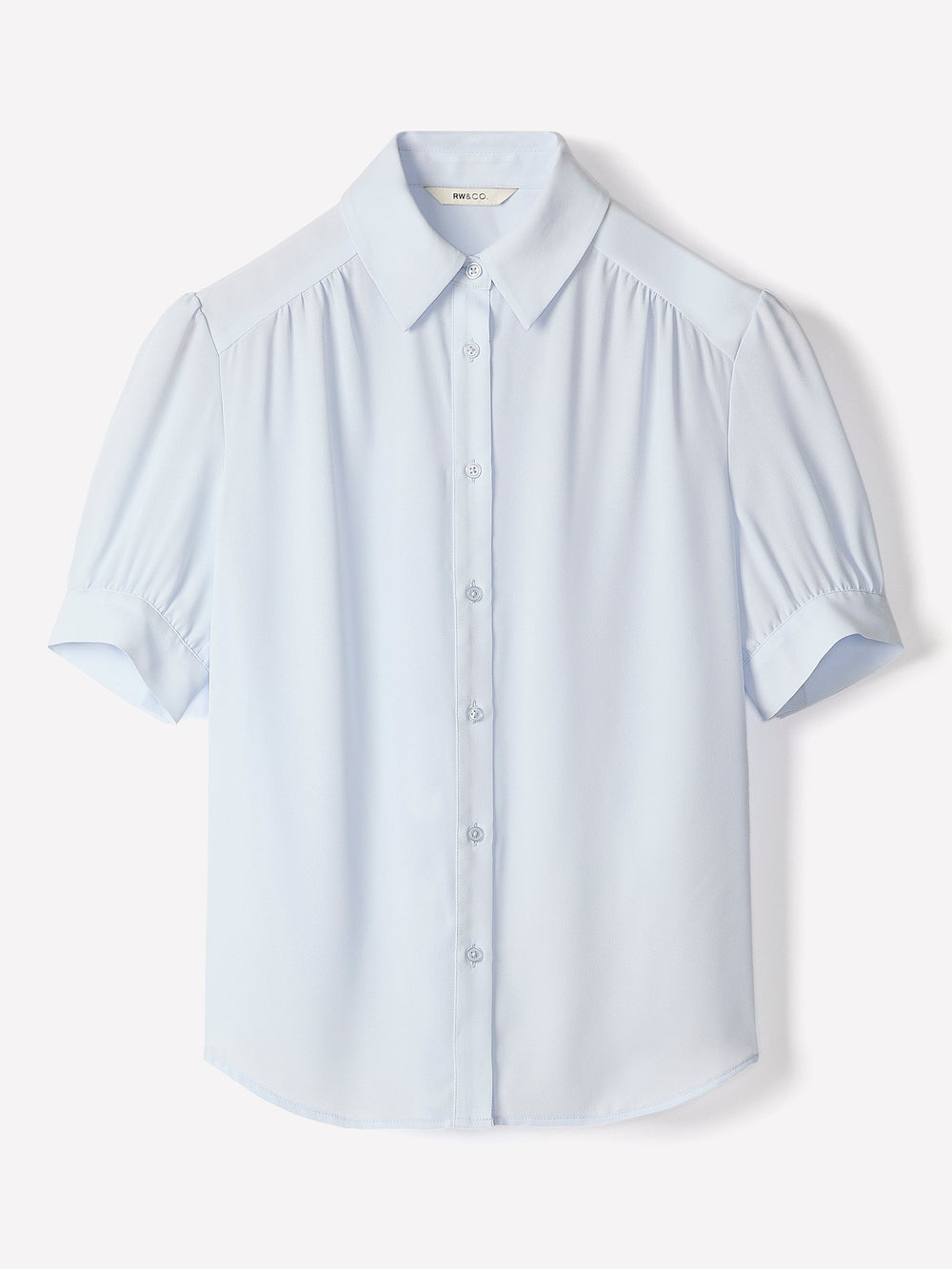 RW&CO Silky Crepe Short-Sleeve Buttoned-Down Blouse