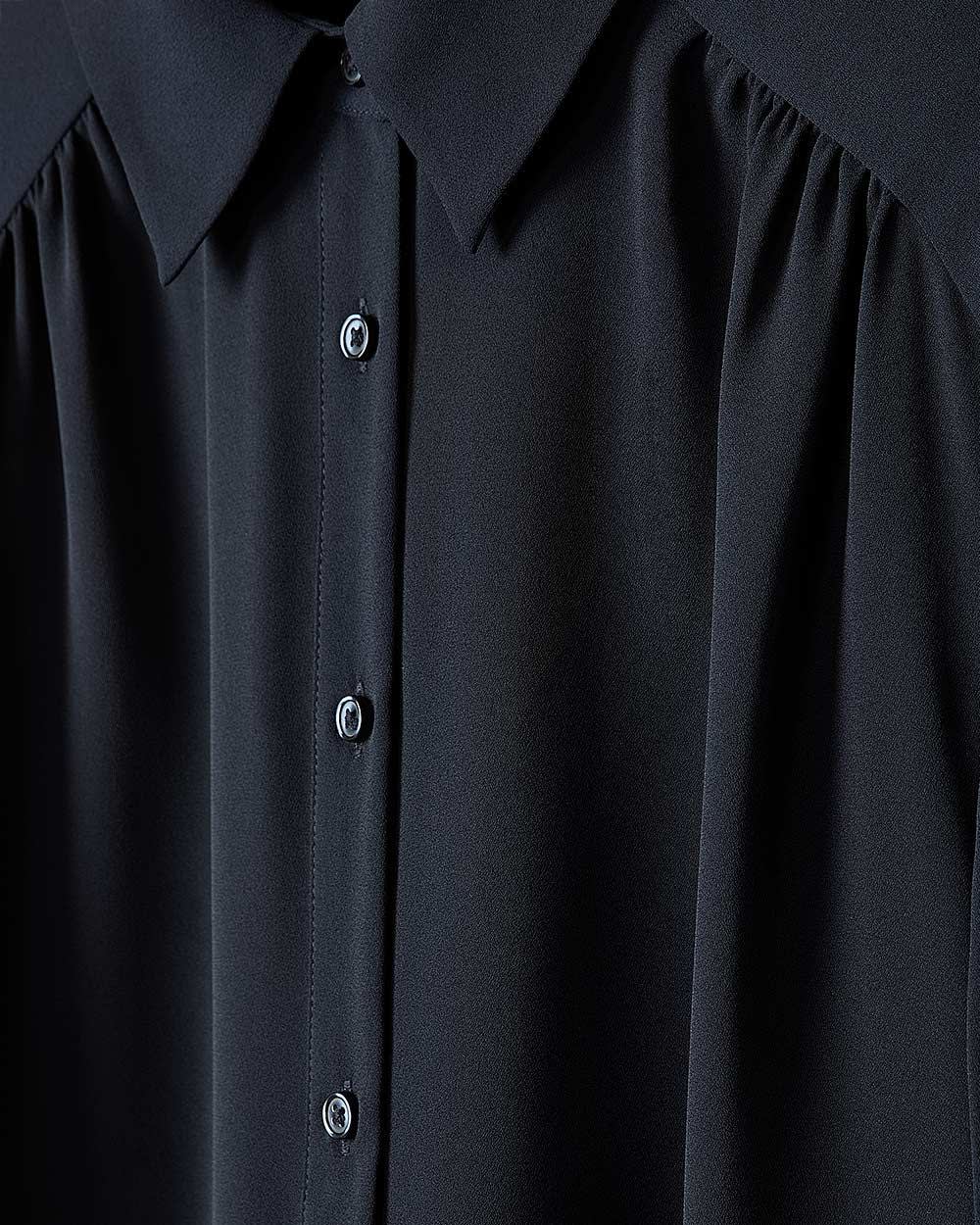 RW&CO Silky Crepe Short-Sleeve Buttoned-Down Blouse