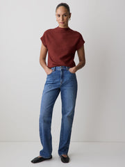 RW&CO Extended-Sleeve Mock-Neck Textured Top