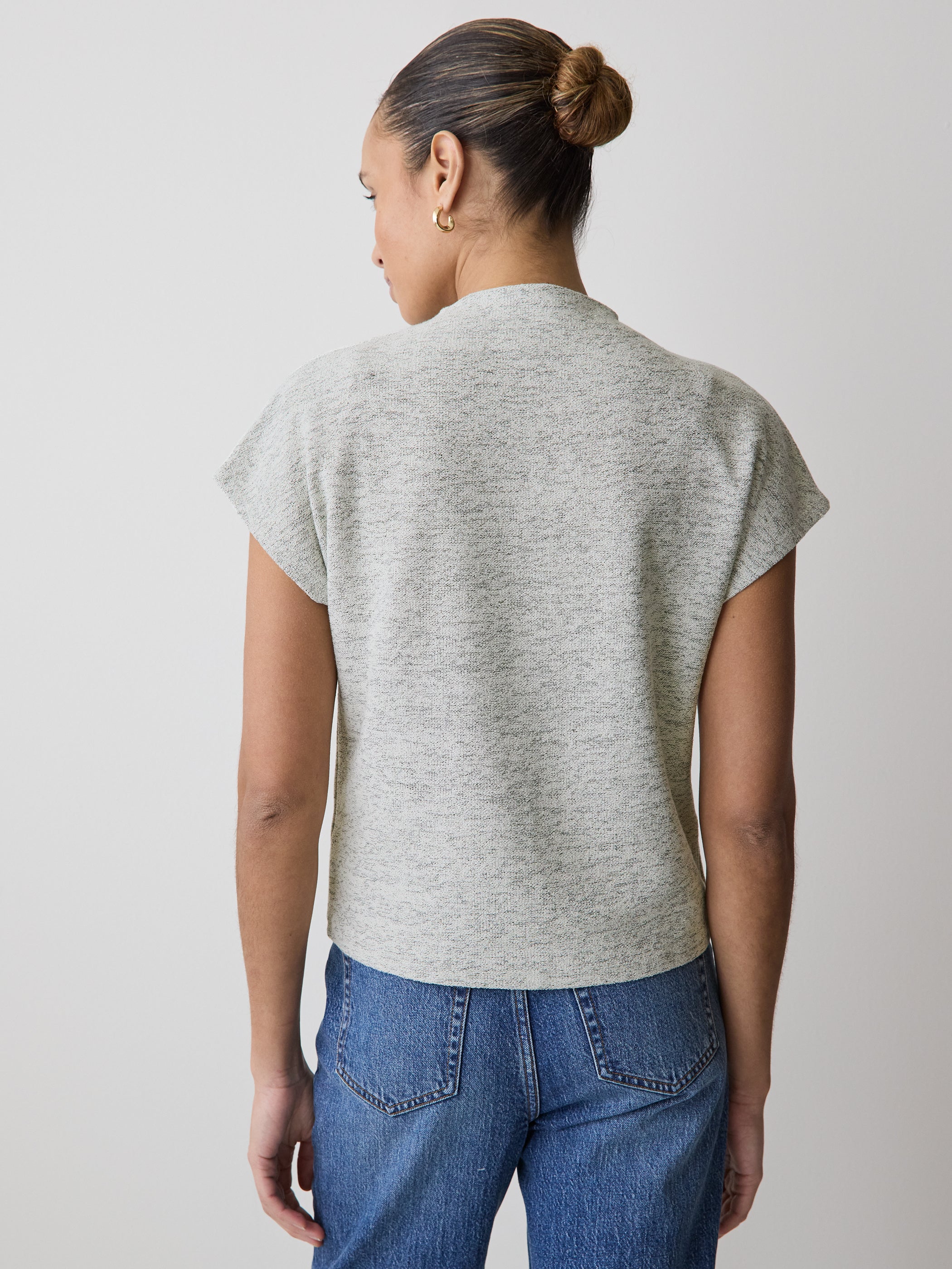 RW&CO Extended-Sleeve Mock-Neck Textured Top