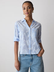 RW&CO Long-Sleeve Buttoned-Down Textured Blouse