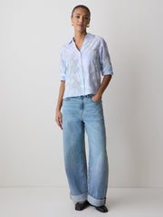 RW&CO Long-Sleeve Buttoned-Down Textured Blouse