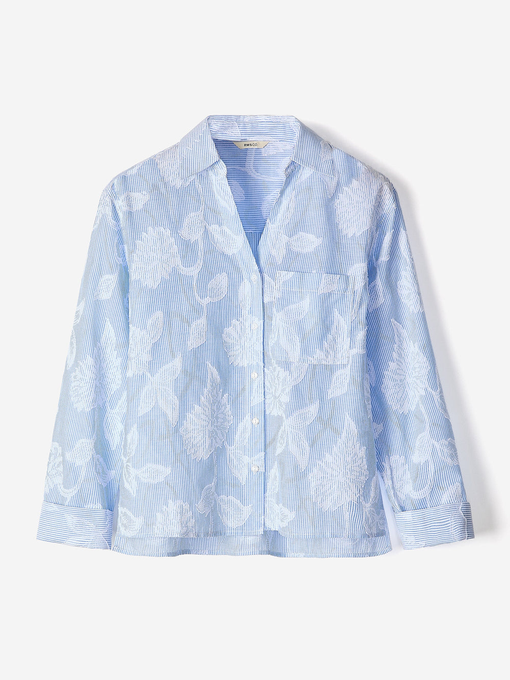 RW&CO Long-Sleeve Buttoned-Down Textured Blouse