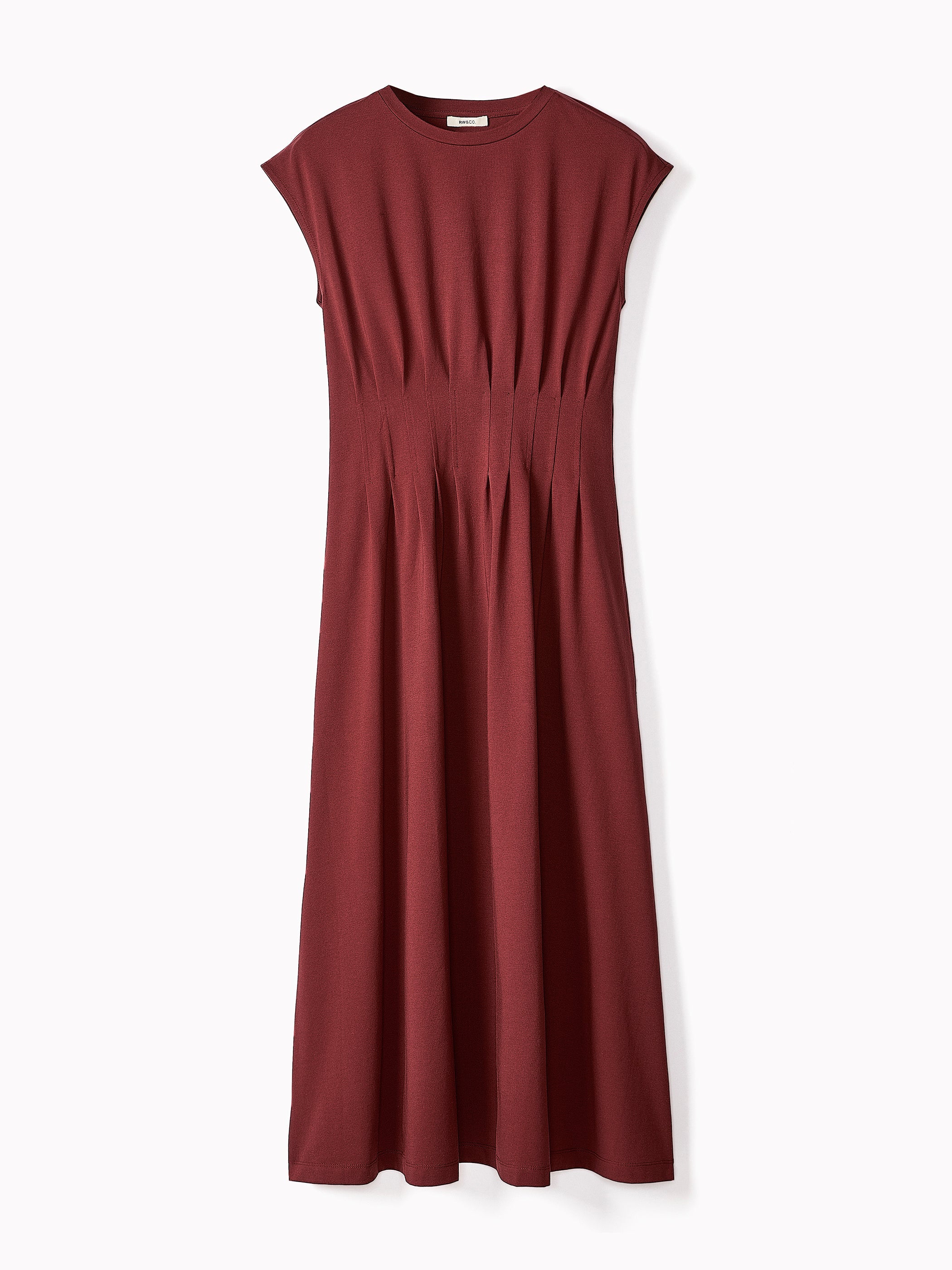 RW&CO Extended-Sleeve Crew-Neck Midi Dress with Pintucks
