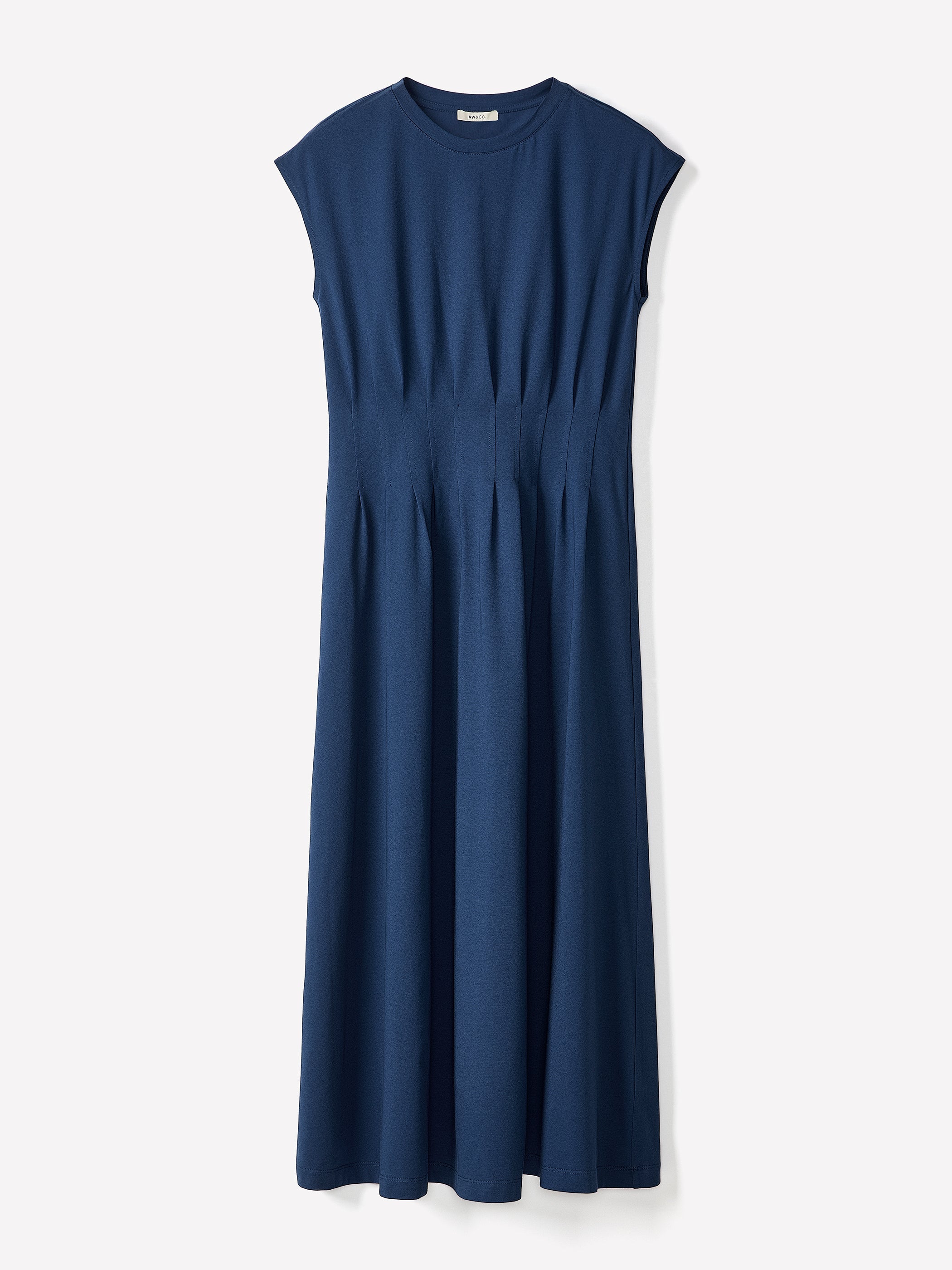 RW&CO Extended-Sleeve Crew-Neck Midi Dress with Pintucks