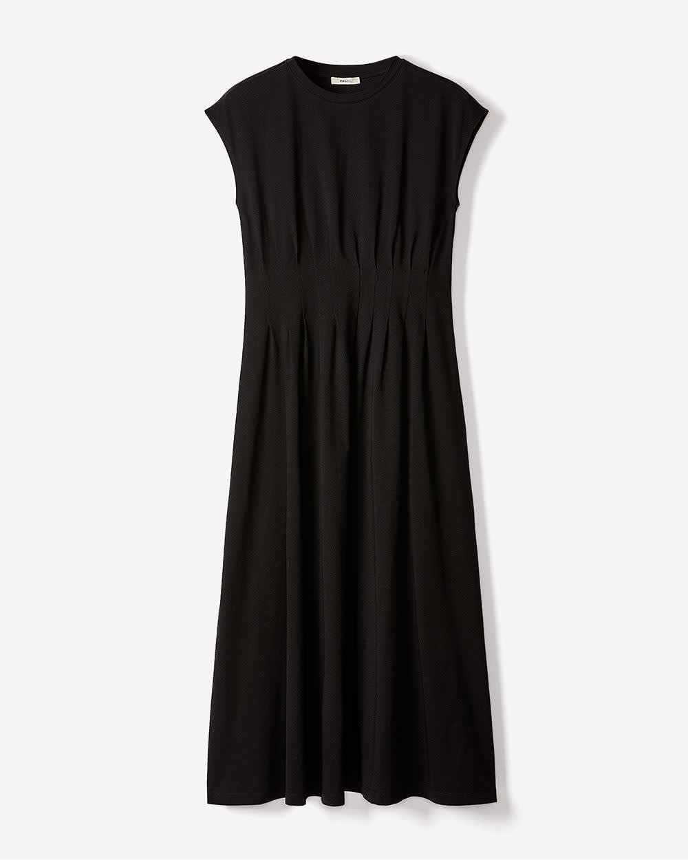 RW&CO Extended-Sleeve Crew-Neck Midi Dress with Pintucks