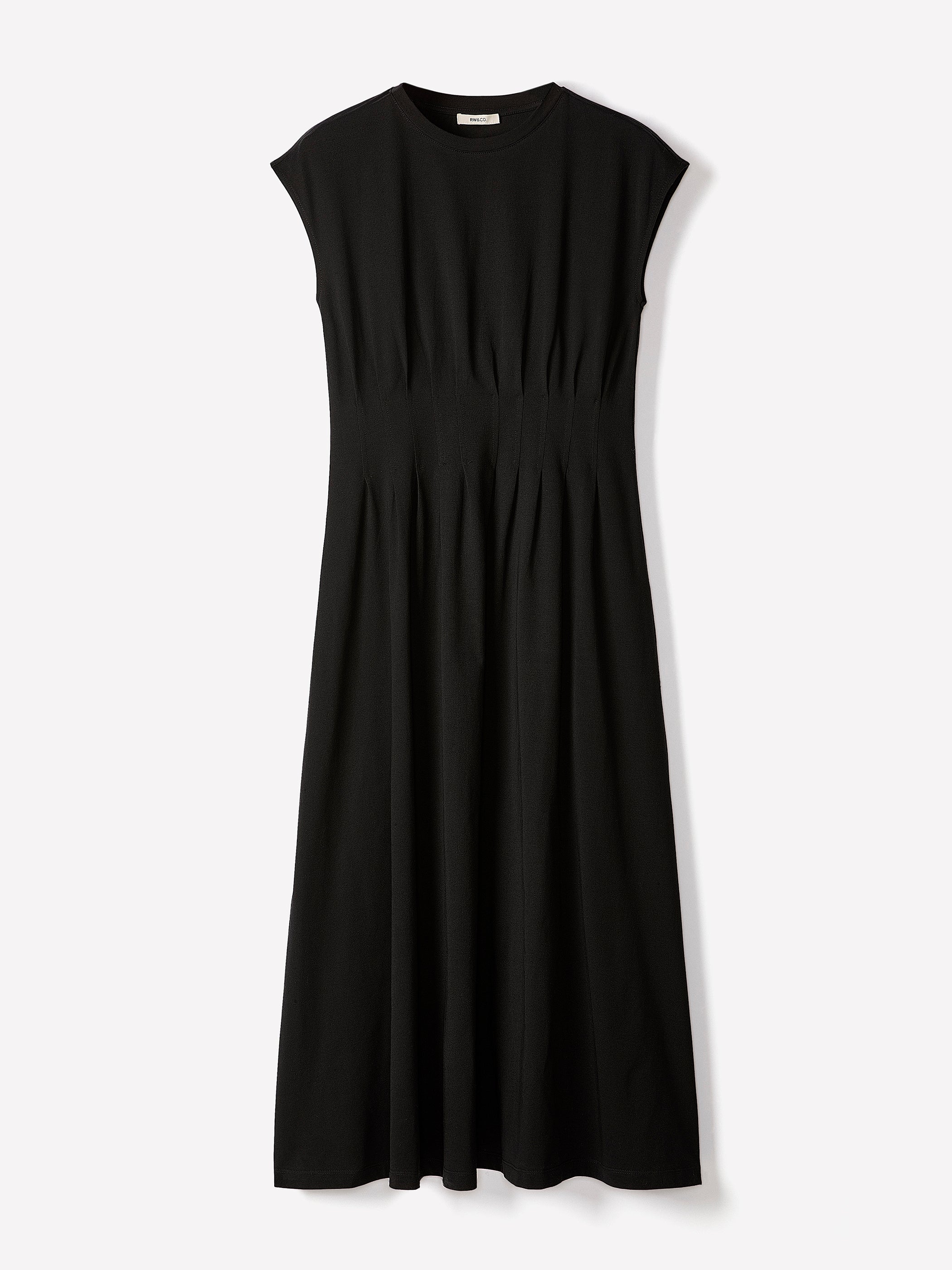 RW&CO Extended-Sleeve Crew-Neck Midi Dress with Pintucks