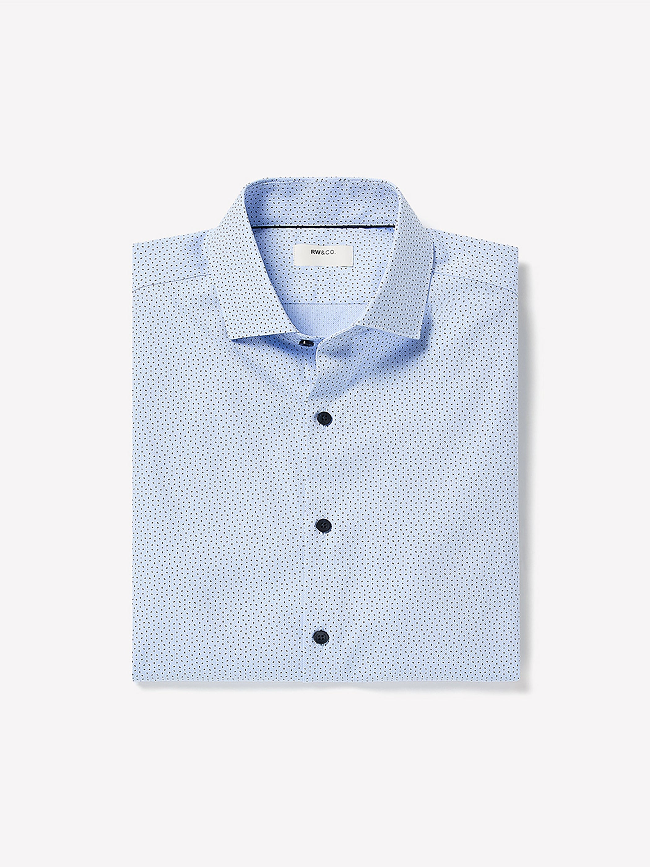 RW&CO Navy Tailored Fit Dress Shirt with Geo Pattern