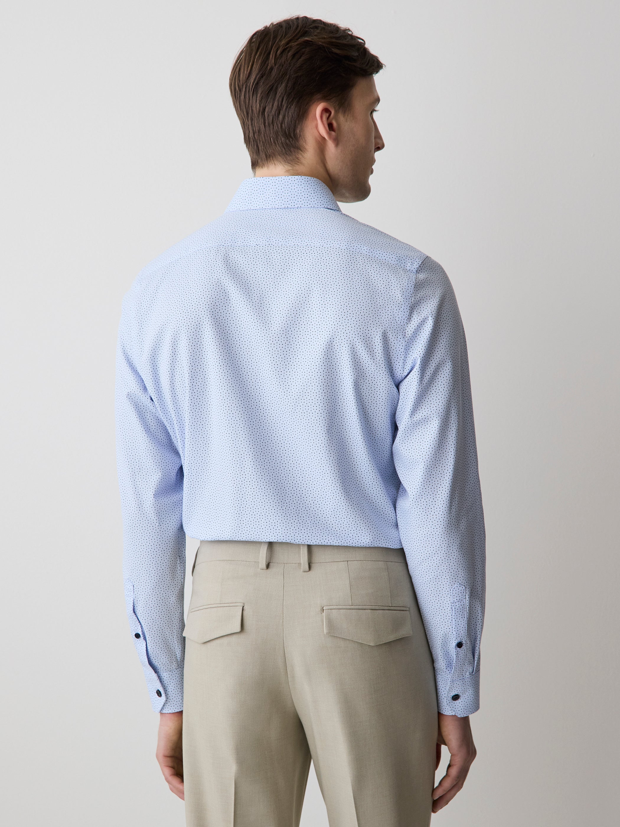 RW&CO Navy Tailored Fit Dress Shirt with Geo Pattern