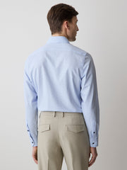 RW&CO Navy Tailored Fit Dress Shirt with Geo Pattern