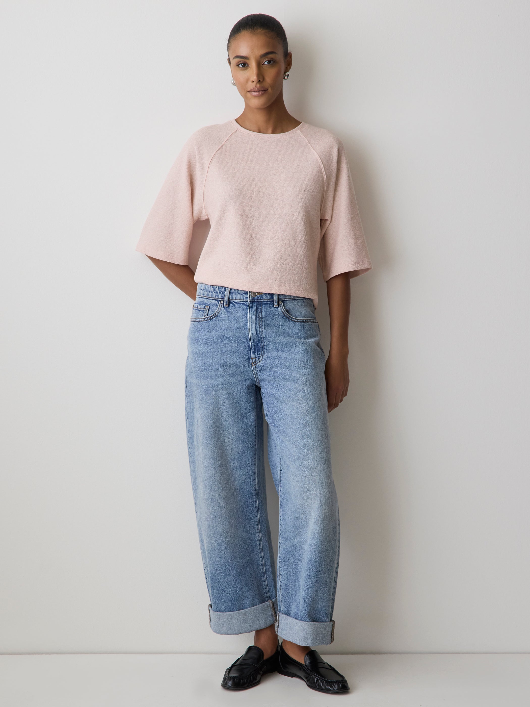 RW&CO Long-Raglan-Sleeve Crew-Neck Top