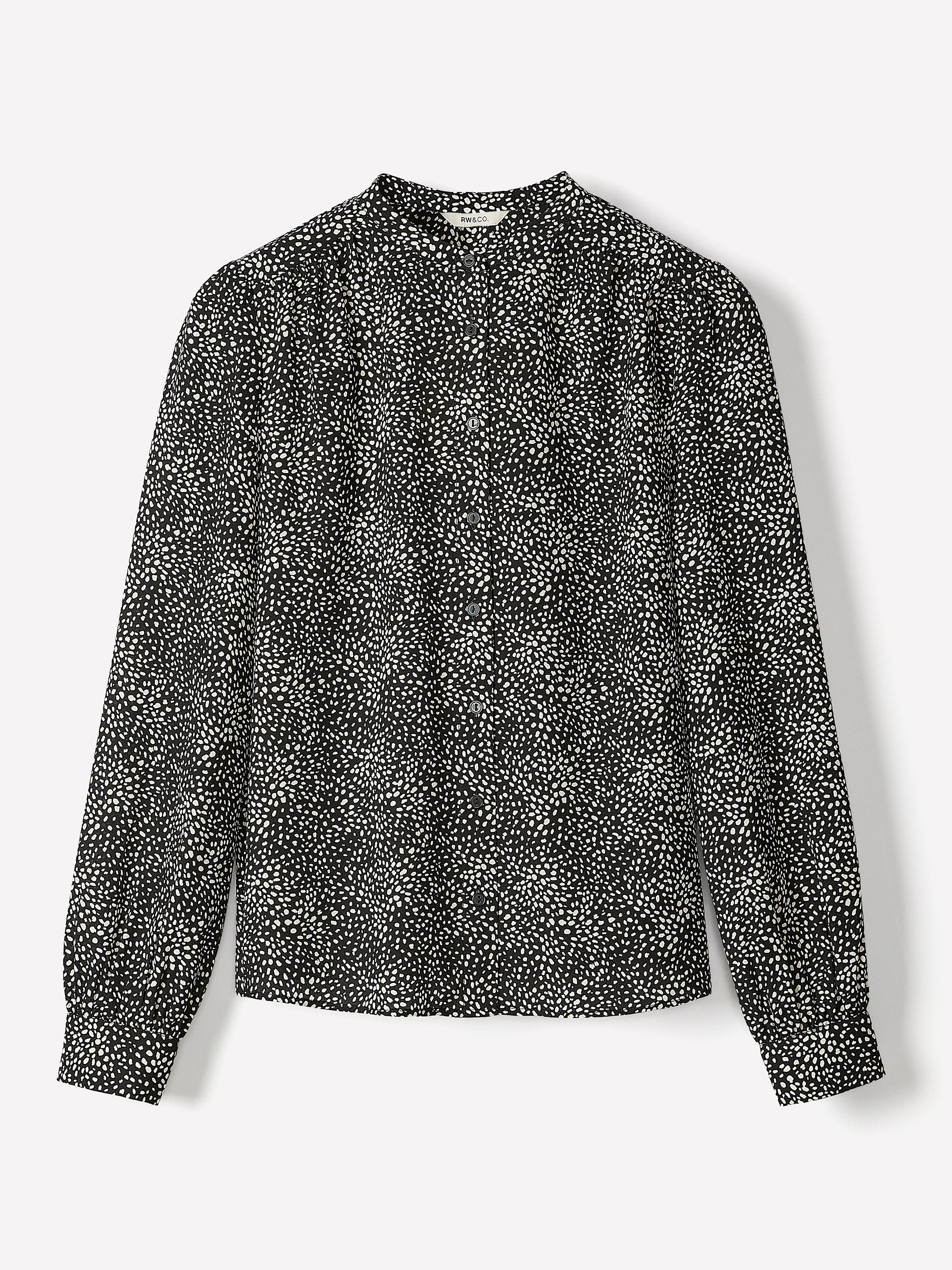 RW&CO Silky Crepe Long-Sleeve Buttoned-Down Blouse