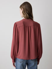 RW&CO Silky Crepe Long-Sleeve Buttoned-Down Blouse
