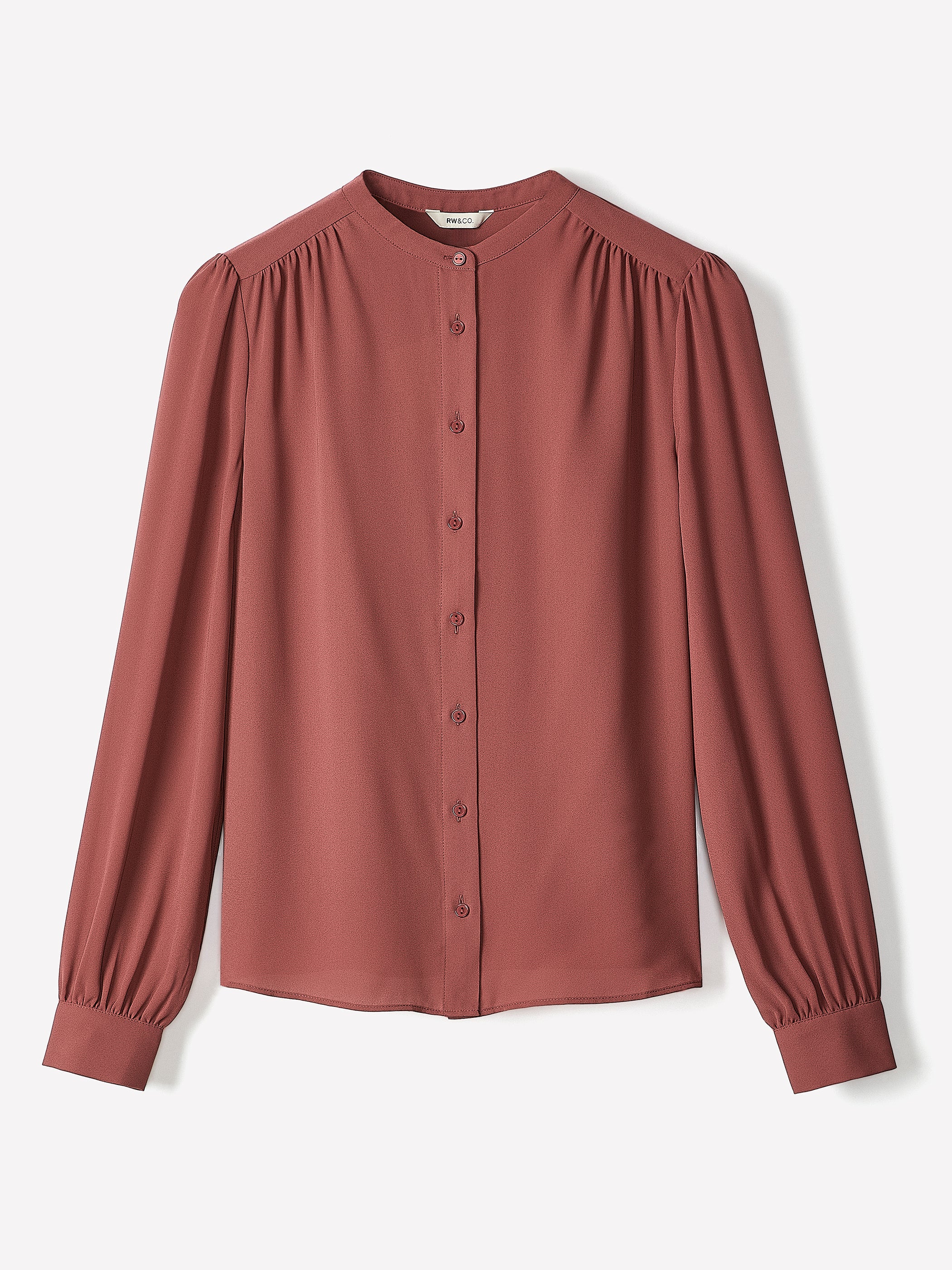 RW&CO Silky Crepe Long-Sleeve Buttoned-Down Blouse