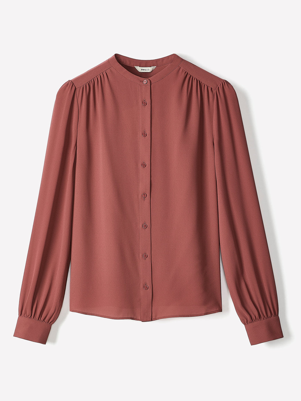 RW&CO Silky Crepe Long-Sleeve Buttoned-Down Blouse