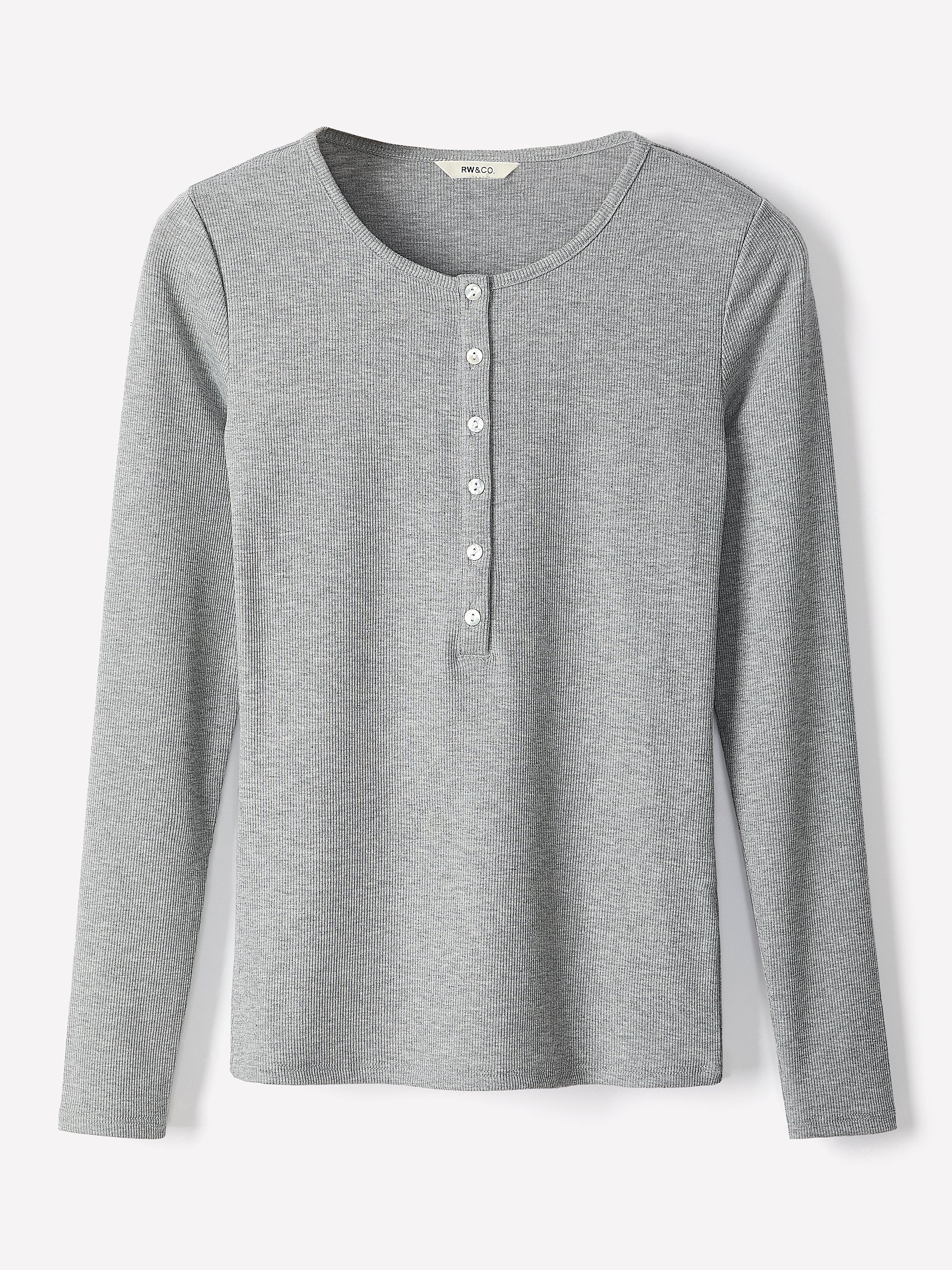 RW&CO Long-Sleeve Henley Ribbed Top