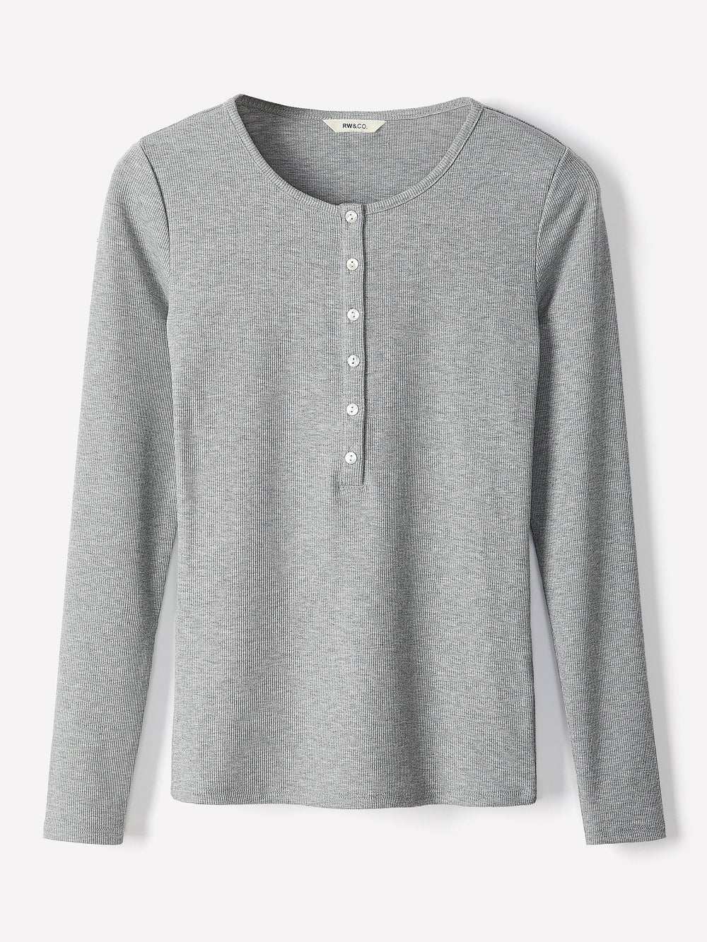 RW&CO Long-Sleeve Henley Ribbed Top