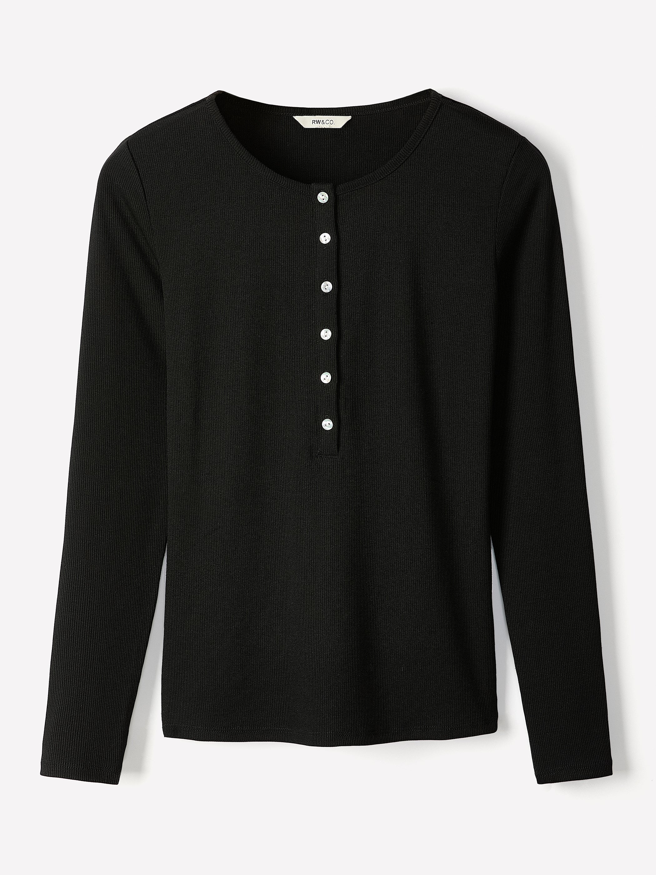 RW&CO Long-Sleeve Henley Ribbed Top