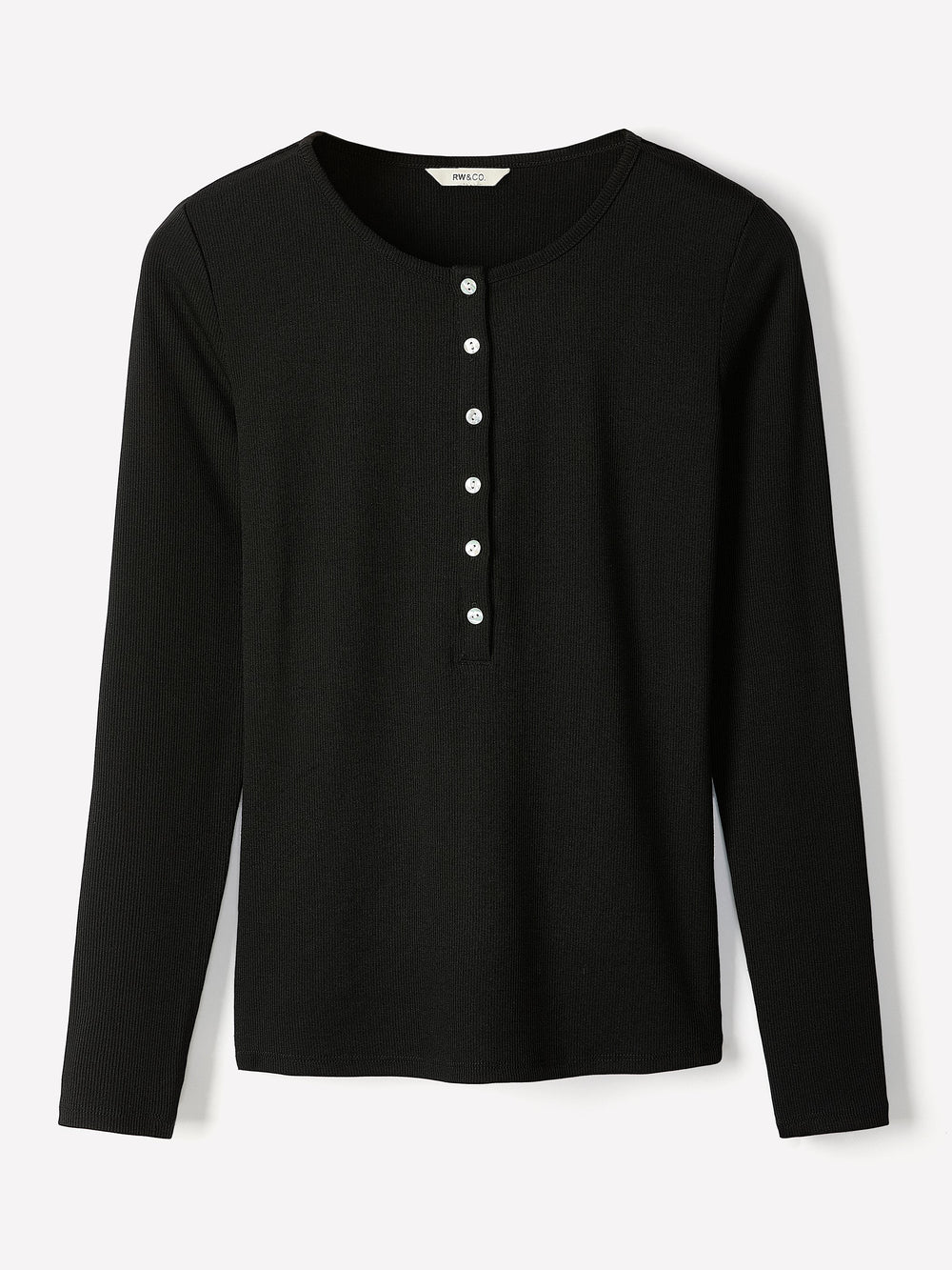 RW&CO Long-Sleeve Henley Ribbed Top