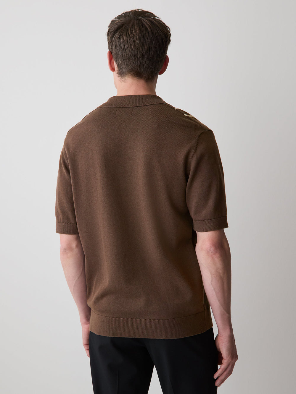 RW&CO Striped Short-Sleeve Sweater with Johnny Collar
