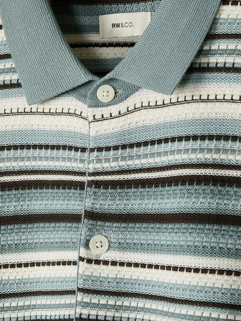 RW&CO Striped Short-Sleeve Sweater with Shirt Collar