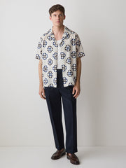 RW&CO Linen-Blend Short-Sleeve Shirt with Print