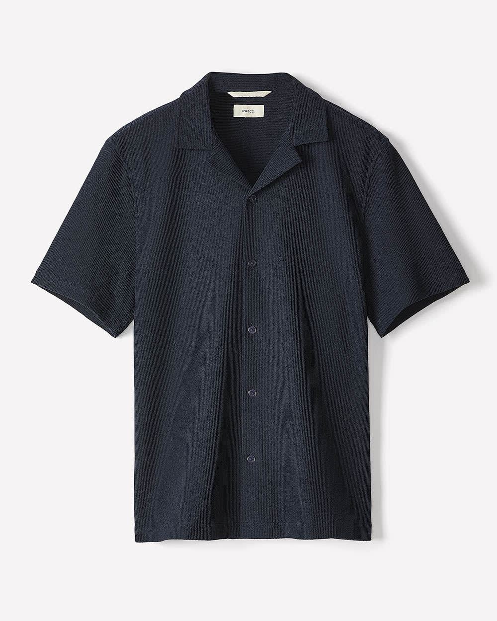 RW&CO Short-Sleeve Textured Shirt with Camp Collar