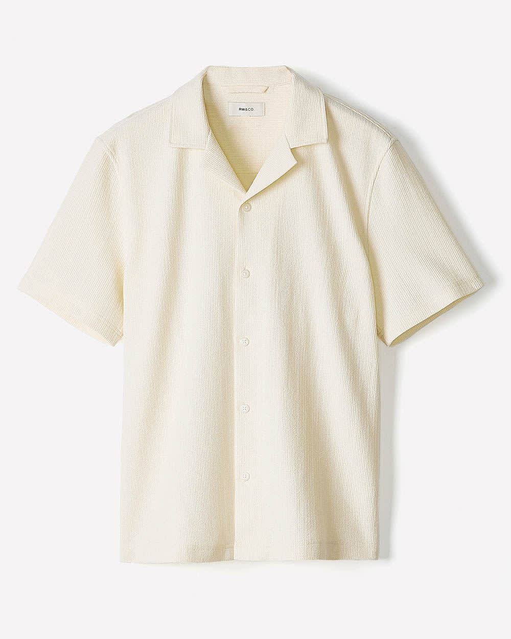 RW&CO Short-Sleeve Textured Shirt with Camp Collar