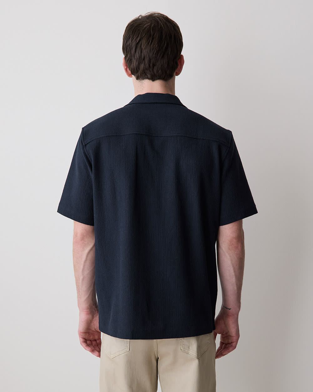 RW&CO Short-Sleeve Textured Shirt with Camp Collar