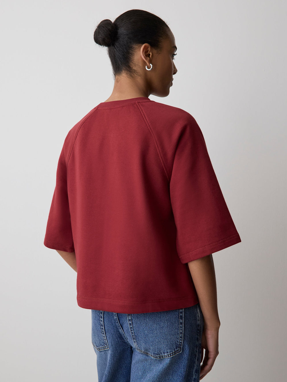 RW&CO Short-Raglan-Sleeve Crew-Neck French Terry Top