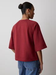 RW&CO Short-Raglan-Sleeve Crew-Neck French Terry Top