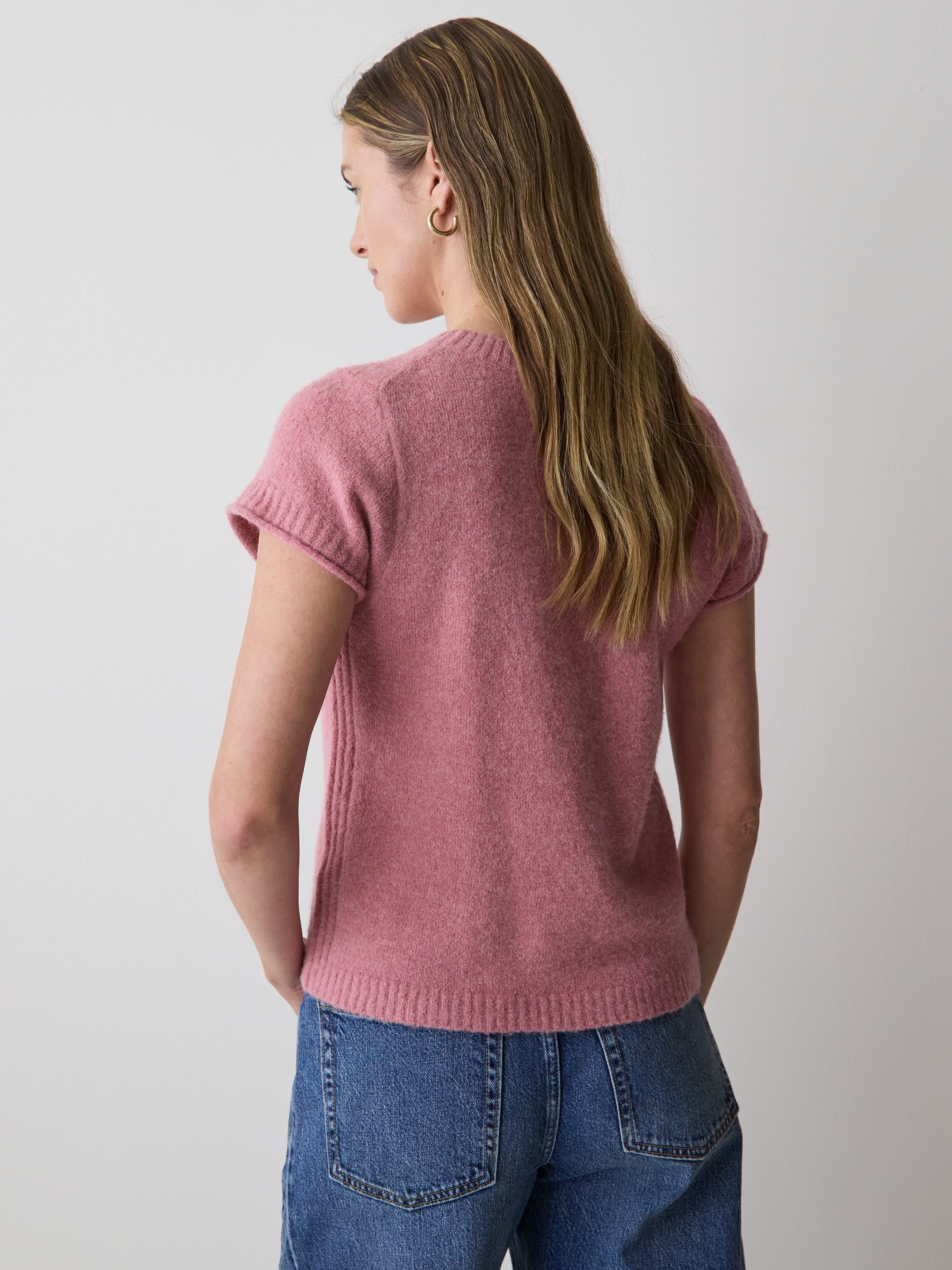 RW&CO Wool-Blend Cap-Sleeve Crew-Neck Boxy Sweater
