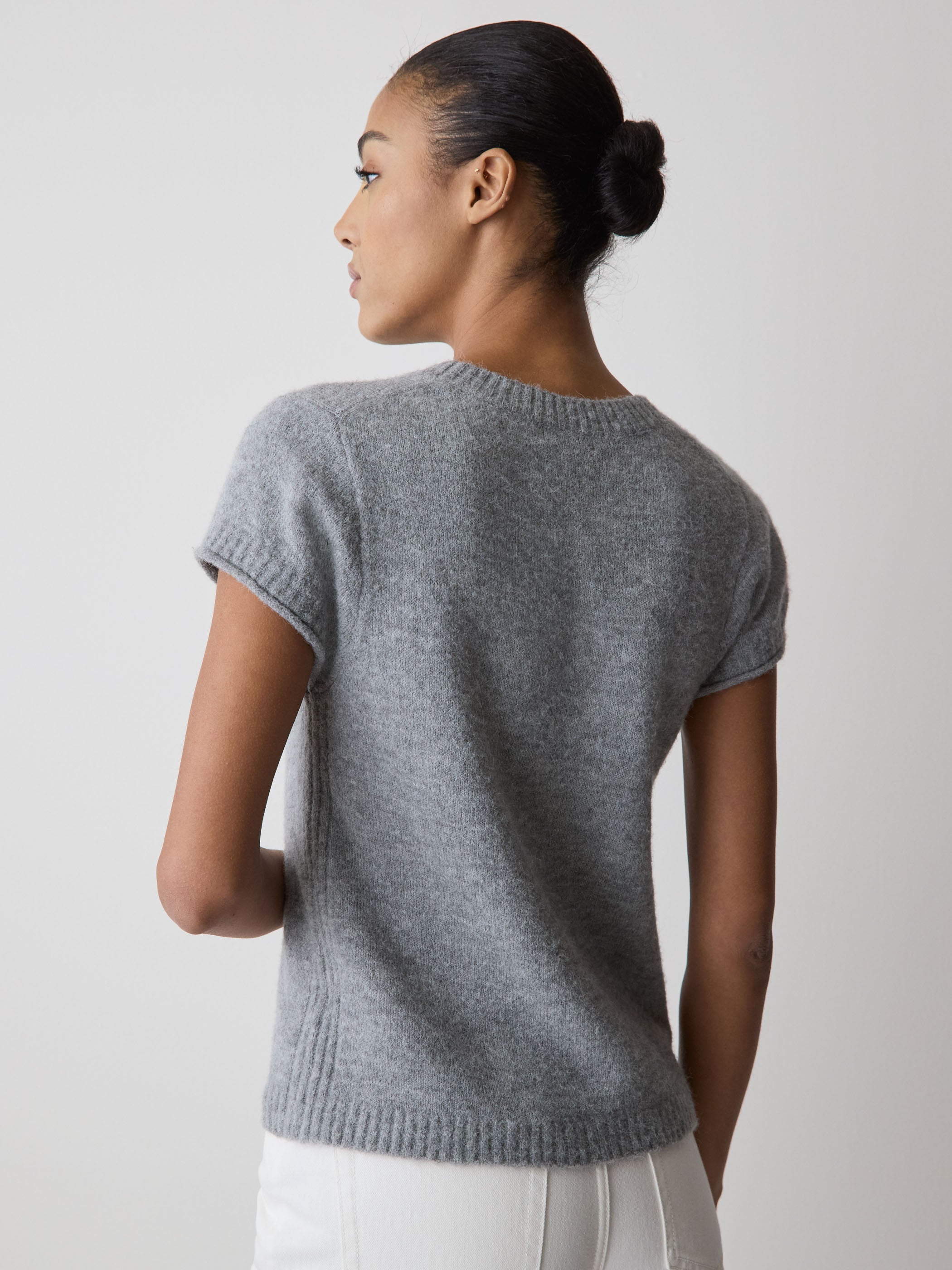 RW&CO Wool-Blend Cap-Sleeve Crew-Neck Boxy Sweater